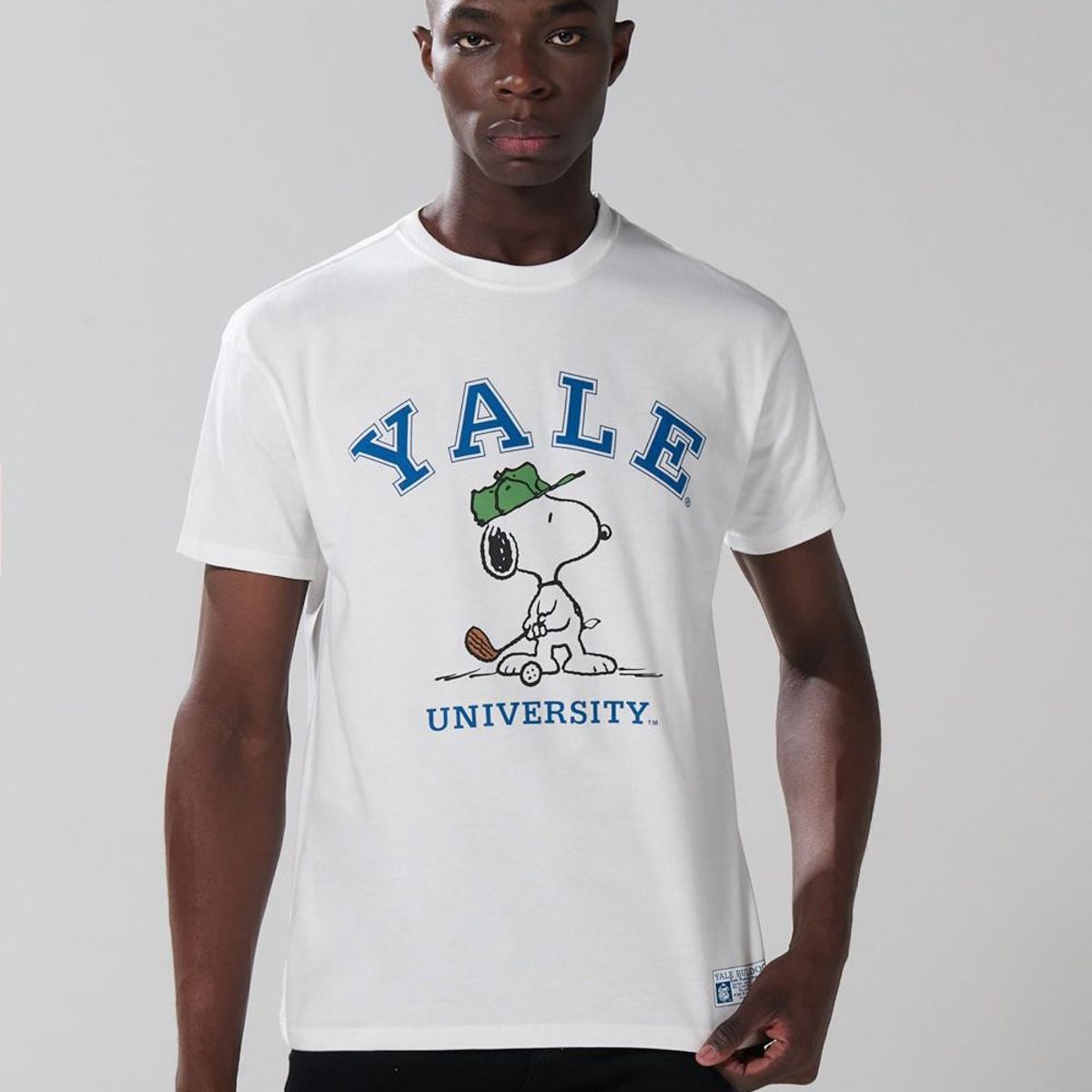 KOAJ - KOAJ Camiseta crema clara cuello redondo de Snoopy & Yale Hombre