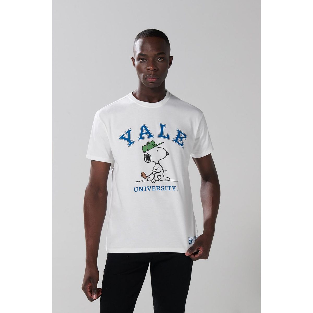 KOAJ - KOAJ Camiseta crema clara cuello redondo de Snoopy & Yale Hombre