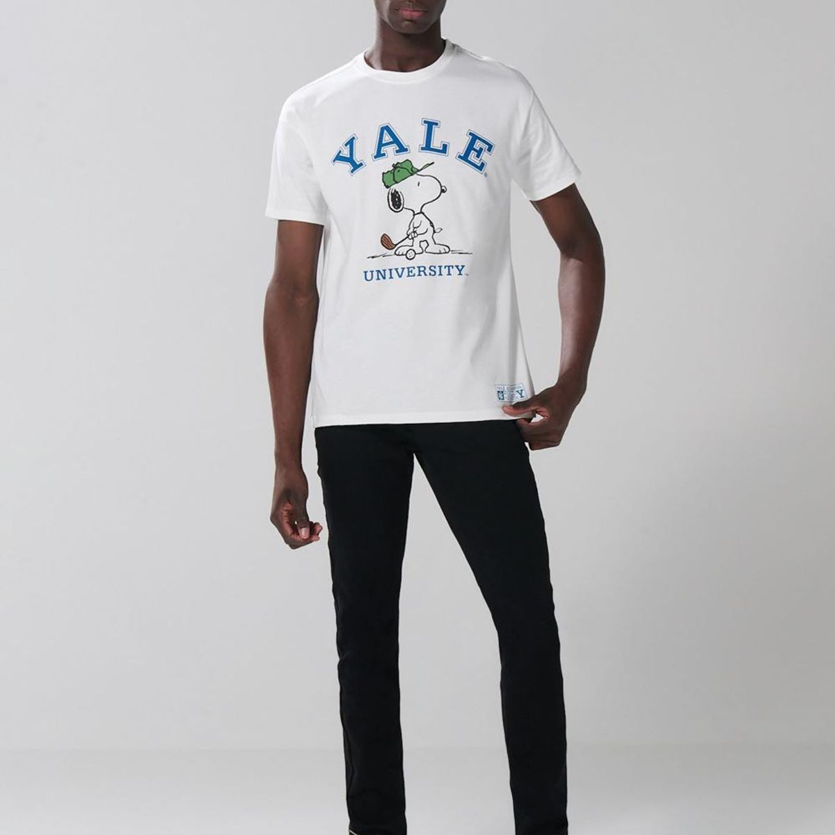 KOAJ - KOAJ Camiseta crema clara cuello redondo de Snoopy & Yale Hombre