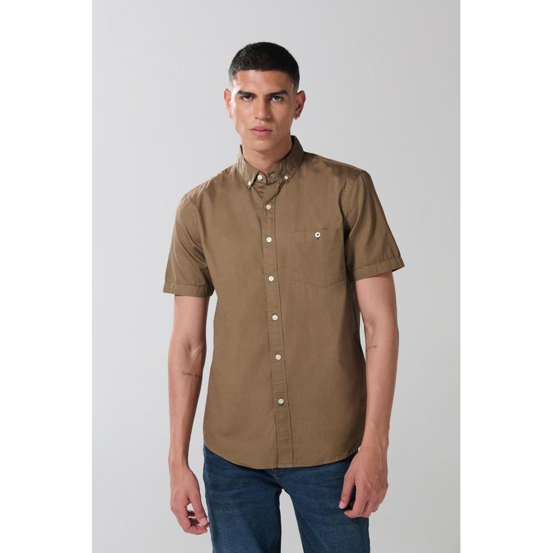 KOAJ Camisa unicolor en algodón con cuello button down Hombre KOAJ