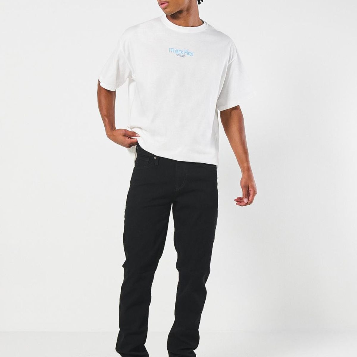 KOAJ - KOAJ Jean tiro bajo slim negro ceñido con 5 bolsillos Hombre