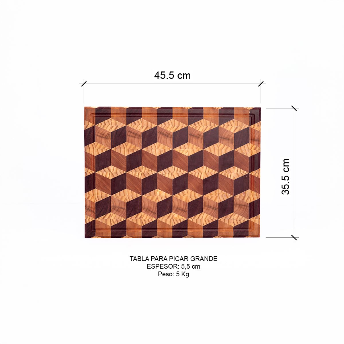 LITURGICAL ARTS & CRAFTS - Tabla Para Picar Grande Madera Prem Patron A 46cm X 35cm X 55mm 5kg
