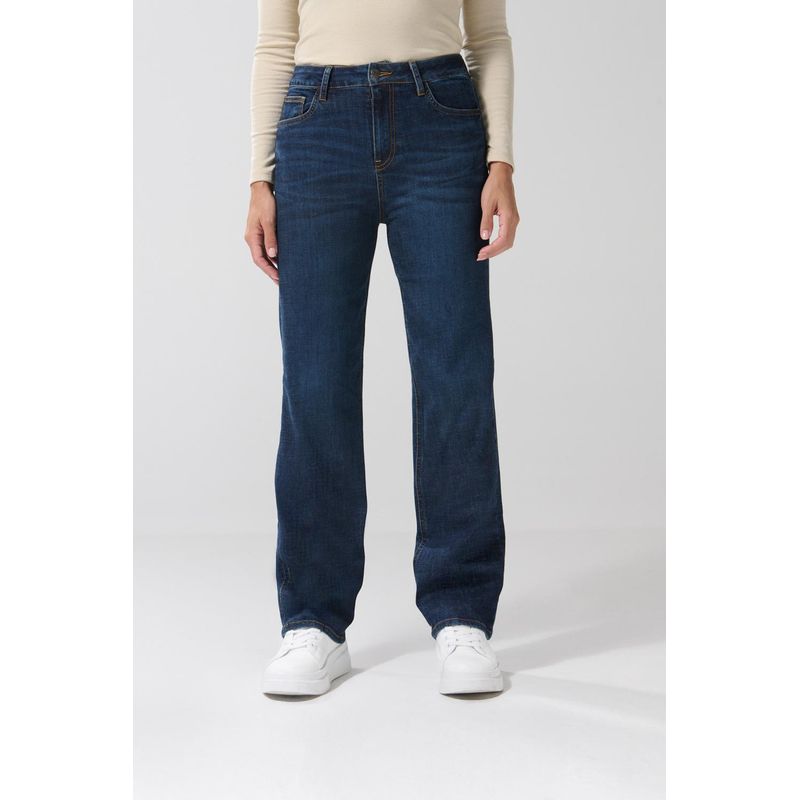 KOAJ - KOAJ Jean straight leg azul oscuro tiro alto con bota recta MUJER
