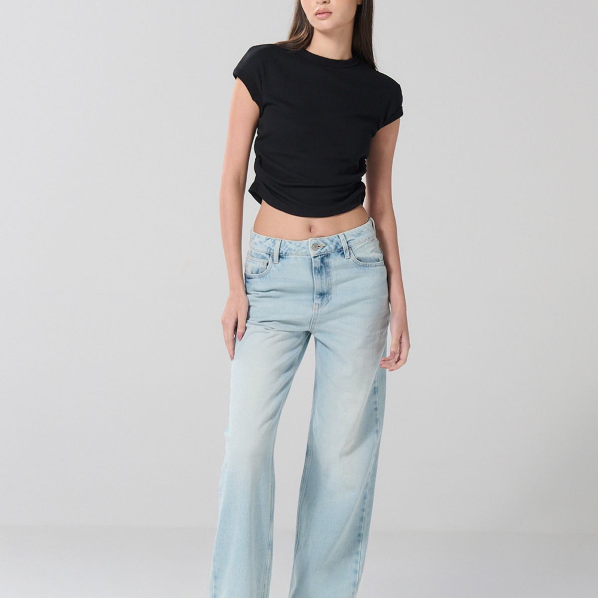 KOAJ - KOAJ Camiseta unicolor manga corta con texturas acanaladas Mujer