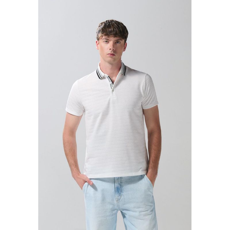 KOAJ - KOAJ Camiseta crema polo con botones en pechera y manga corta HOMBRE