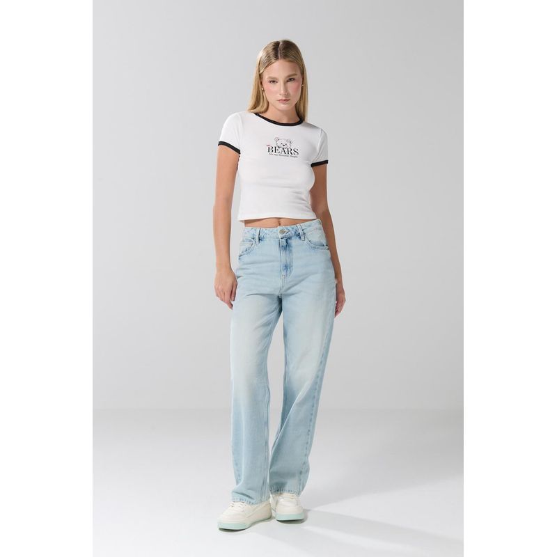 KOAJ - KOAJ Camiseta manga corta en rib con estampado en frente de ,  MUJER