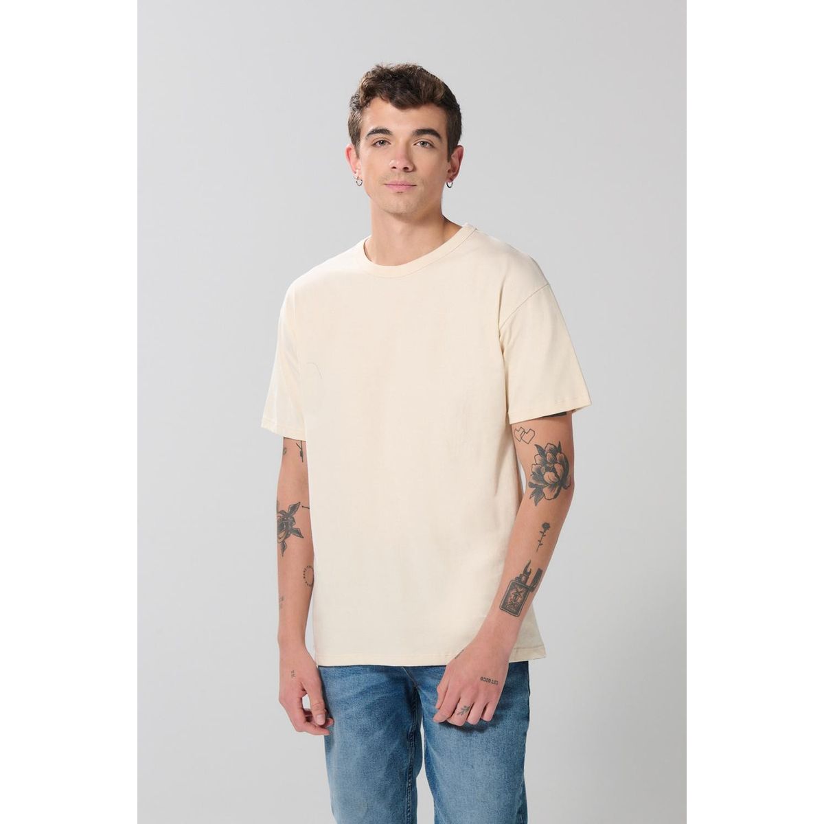 KOAJ - KOAJ Camiseta unicolor para hombre en algodón, fit hombro ro Hombre