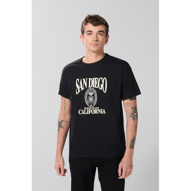 KOAJ - KOAJ Camiseta manga corta unicolor con estampado en frente est HOMBRE