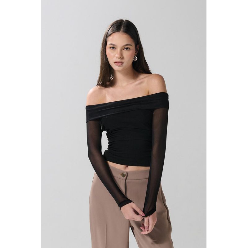 KOAJ - KOAJ Camiseta para mujer escote bandeja con doblez manga larga MUJER