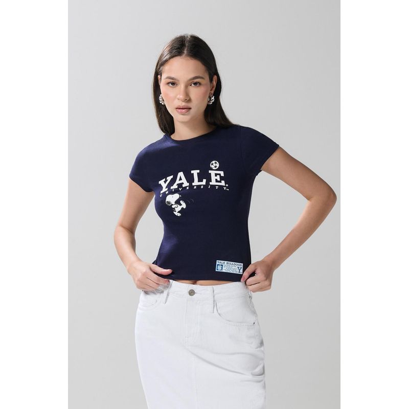 KOAJ - KOAJ Camiseta en rib lila cuello redondo de Snoopy & Yale MUJER