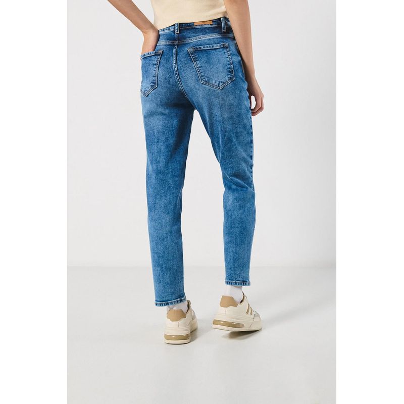 KOAJ - KOAJ Jean mom azul claro con bota recta, bolsillos y tiro alto MUJER