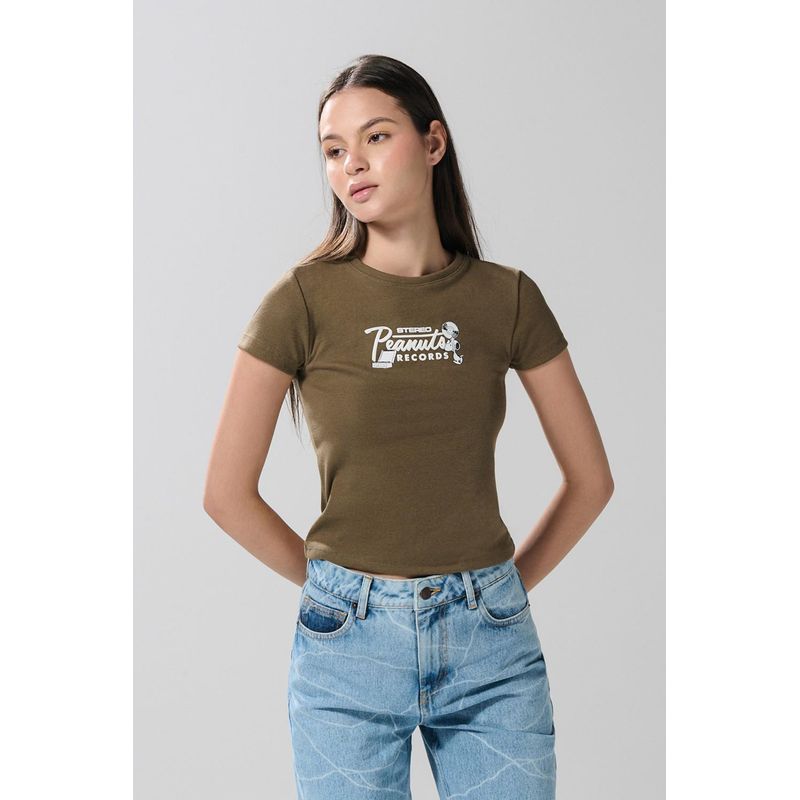 KOAJ - KOAJ Camiseta manga corta en rib con estampado en frente de Sn MUJER