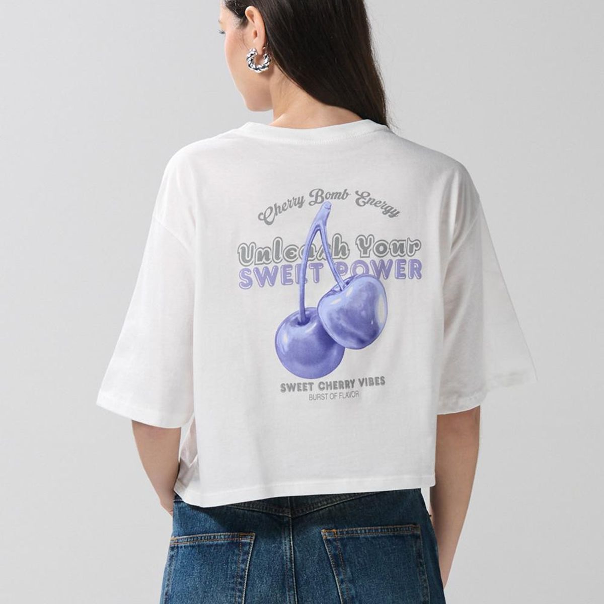 KOAJ - KOAJ Camiseta para mujer, crop top oversize, unicolor, estam Mujer