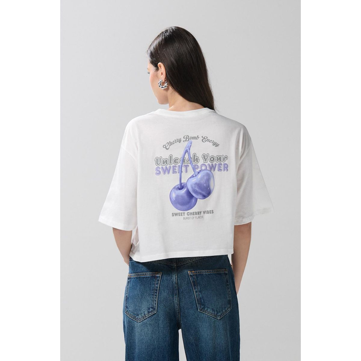 KOAJ - KOAJ Camiseta para mujer, crop top oversize, unicolor, estam Mujer