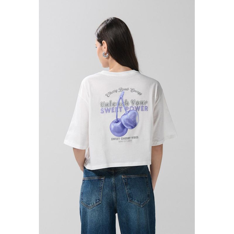 KOAJ - KOAJ Camiseta para mujer, crop top oversize, unicolor, estampa MUJER