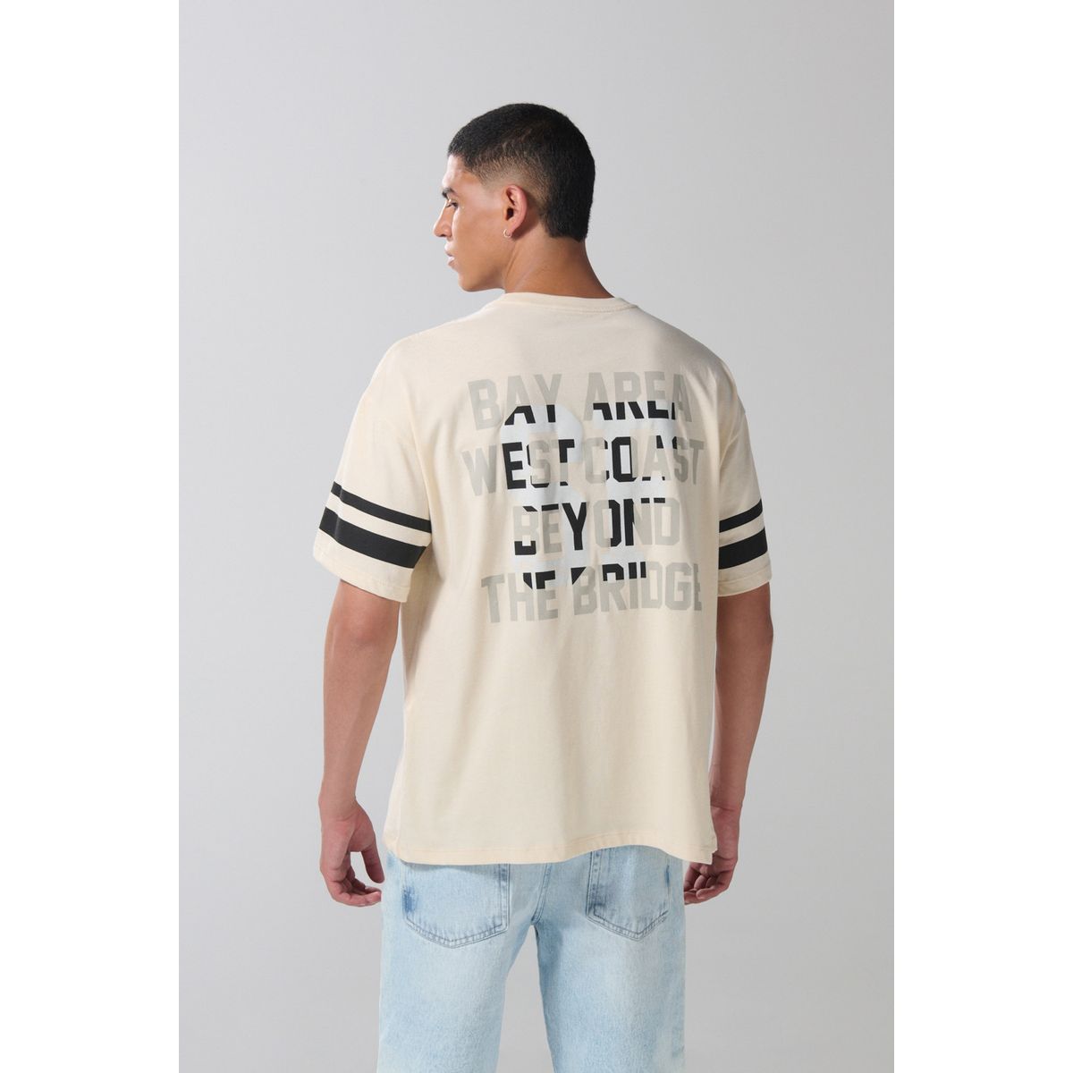 KOAJ - KOAJ Camiseta kaki clara college oversize con cuello redond Hombre