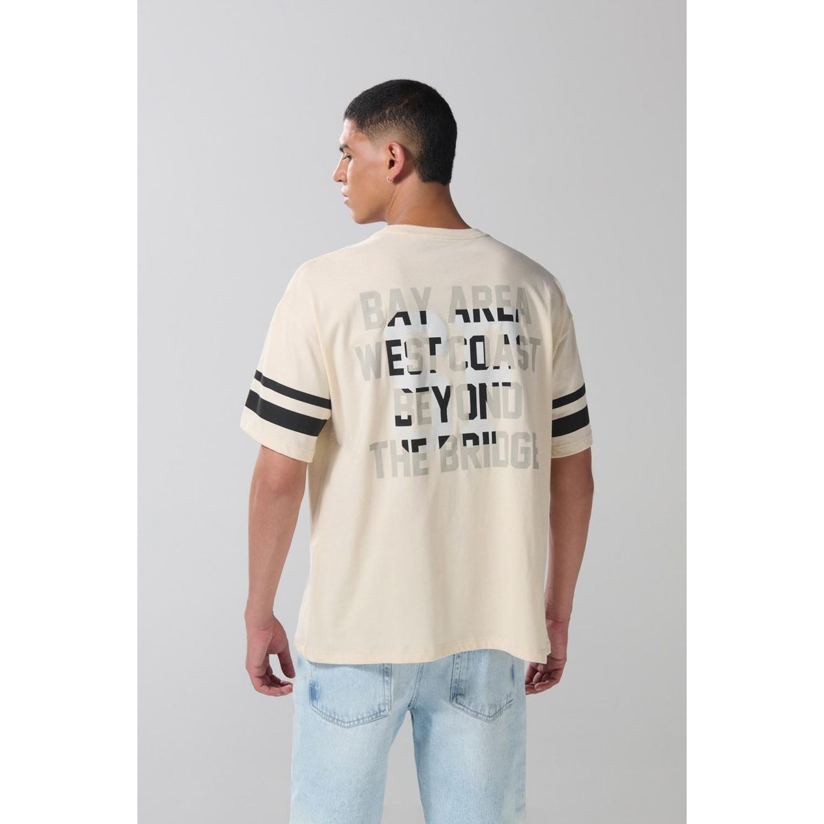 KOAJ - KOAJ Camiseta kaki clara college oversize con cuello redond Hombre