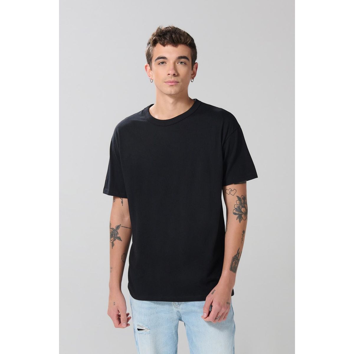 KOAJ - KOAJ Camiseta unicolor para hombre en algodón, fit hombro ro Hombre
