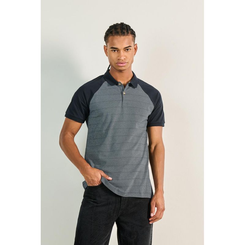 KOAJ - KOAJ Camiseta azul intensa polo con botones y manga ranglan HOMBRE