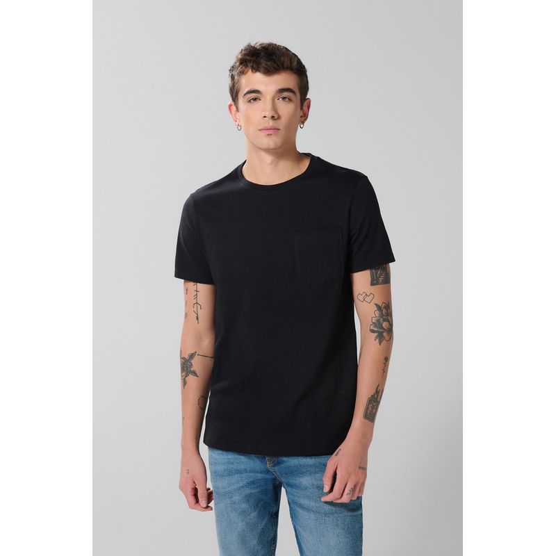 KOAJ - KOAJ Camiseta manga corta unicolor cuello redondo con bolsil Hombre