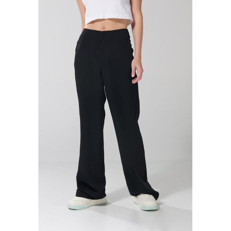 KOAJ - KOAJ Pantalón negro con bota recta y tiro alto MUJER