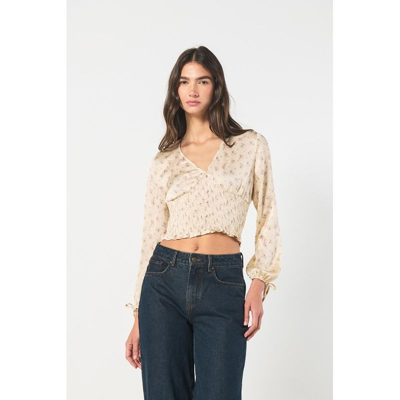 KOAJ - KOAJ BLUSA ENCAUCHADA MANGA LARGA  CON CORDON . MUJER