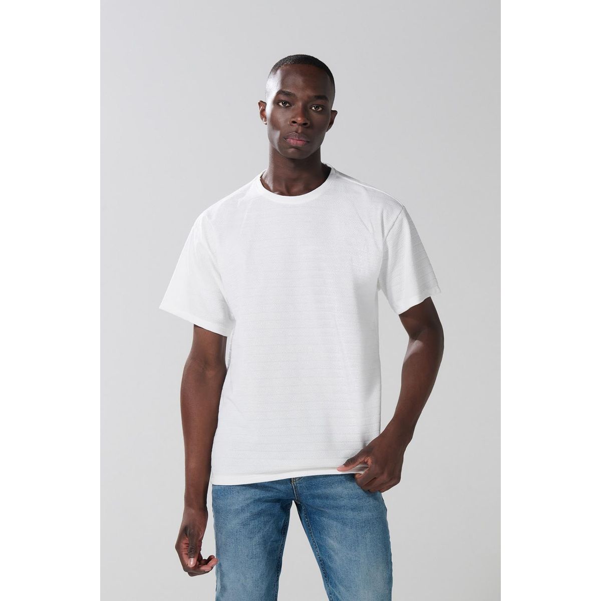 KOAJ - KOAJ Camiseta manga corta oversize con textura. Hombre