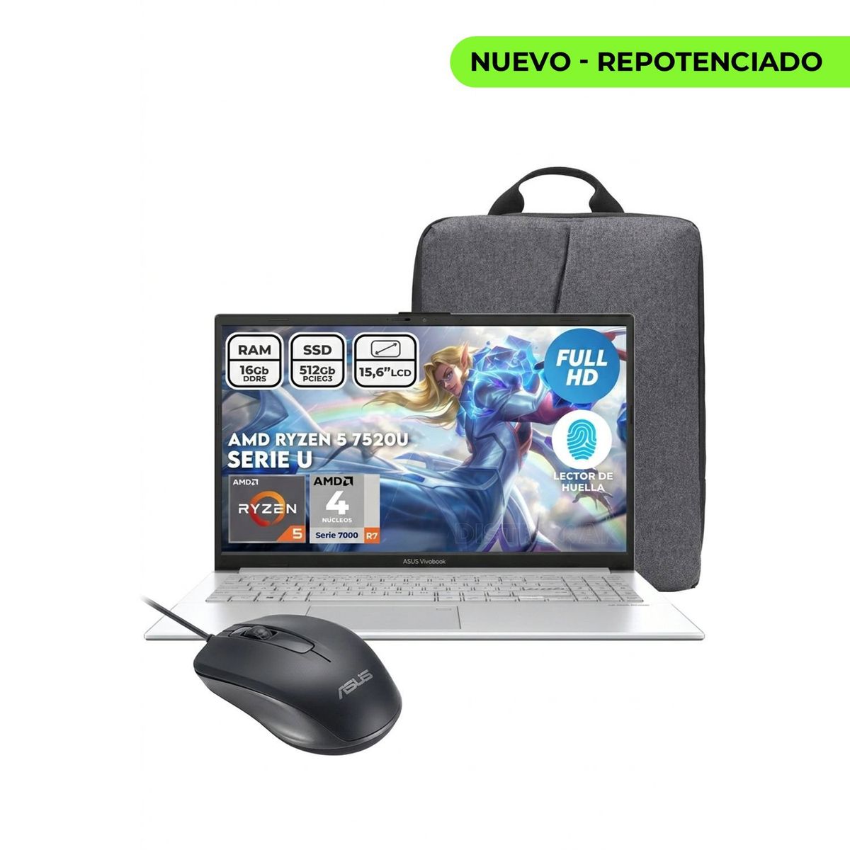 ASUS - Portátil Asus Ryzen 5 7520u Ram 16gb Ssd 512gb FHD 15.6" Computador Portátil