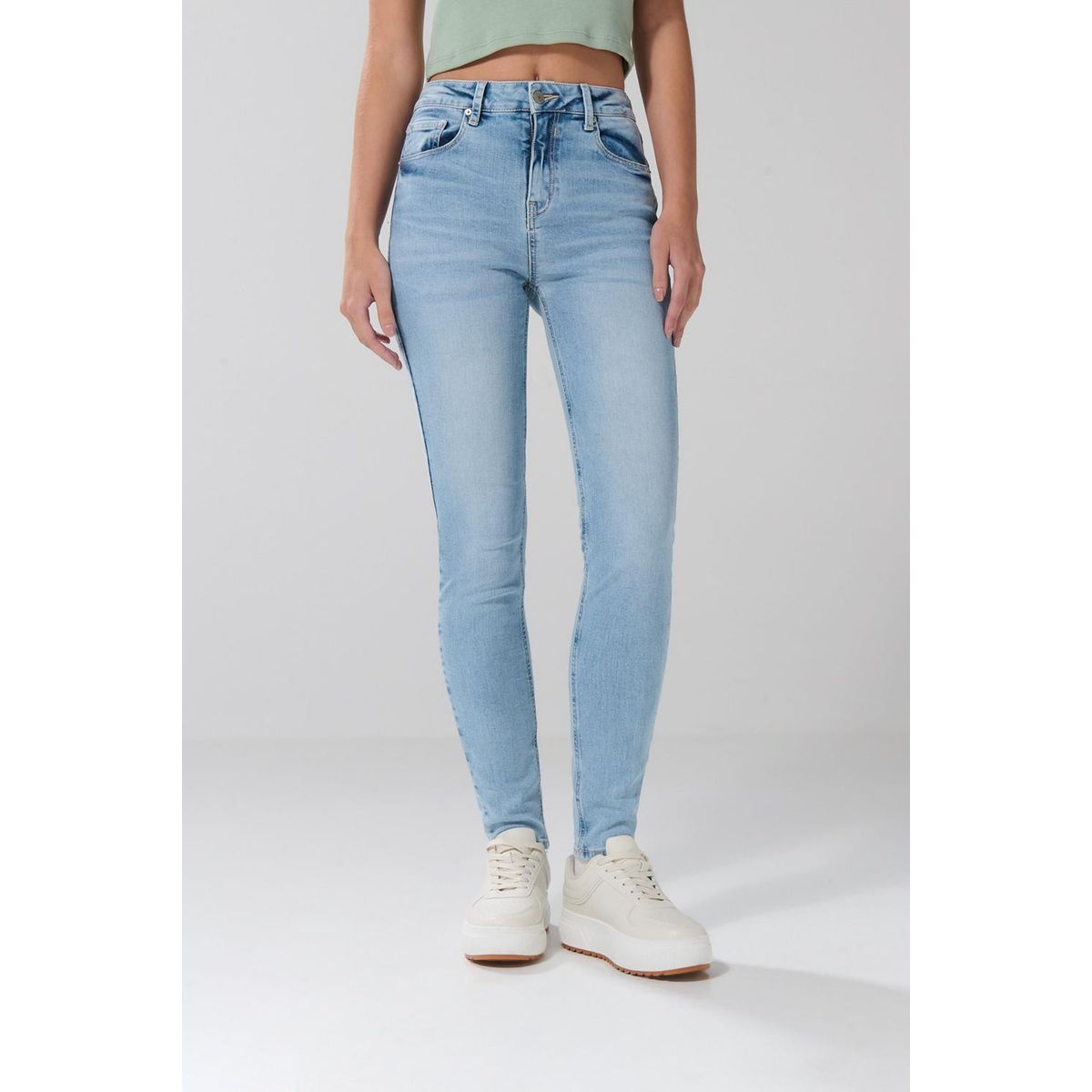 KOAJ - KOAJ Jean Jegging tiro alto azul claro Mujer