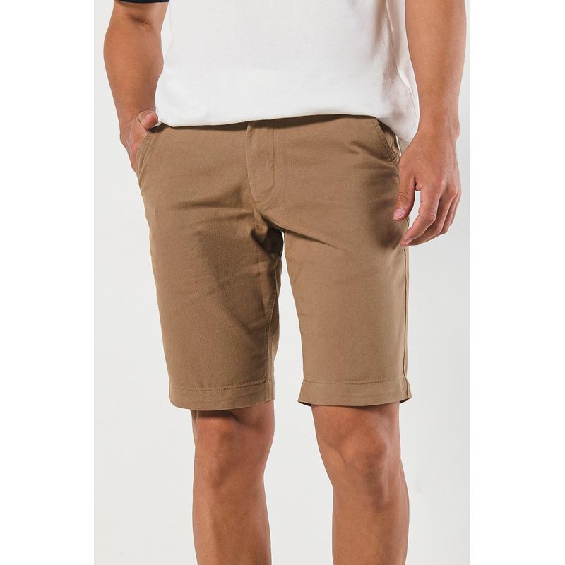 KOAJ - KOAJ Bermuda en dril unicolor ajustada con tiro bajo y bolsill HOMBRE