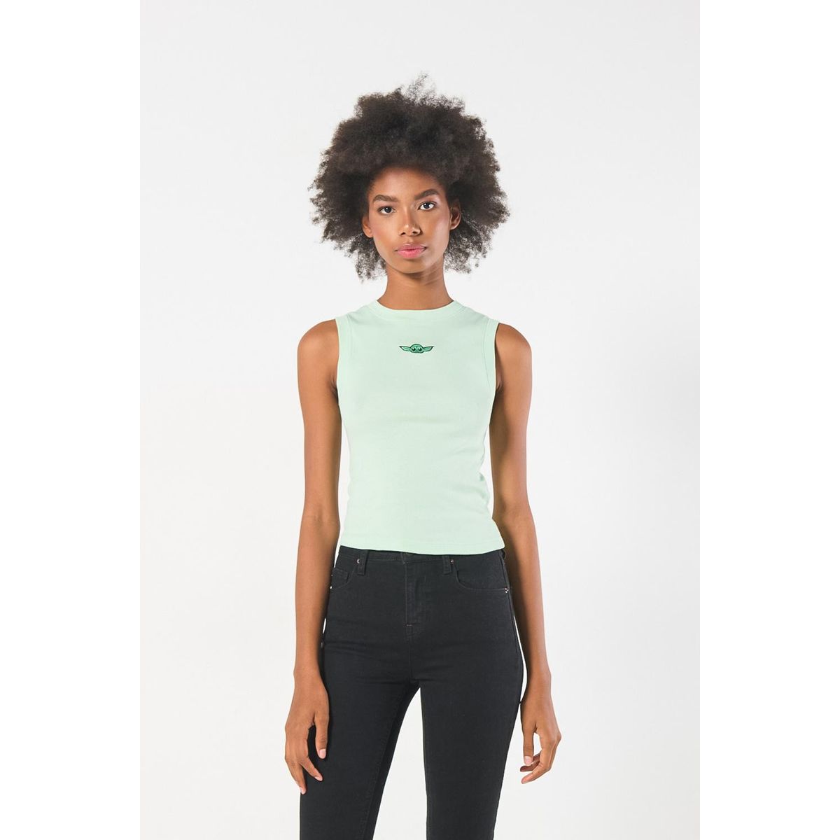 KOAJ - KOAJ Camiseta verde manga sisa con diseño de The Mandaloria Mujer