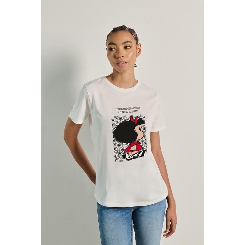 KOAJ - KOAJ Camiseta en algodón unicolor manga corta con arte de Mafa MUJER