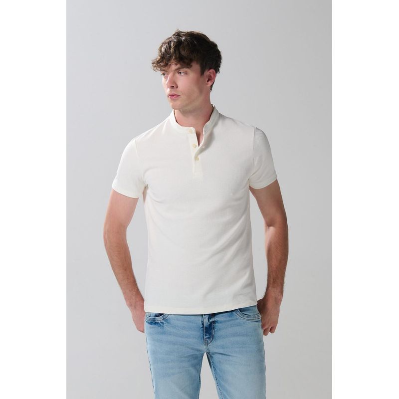 KOAJ - KOAJ Camiseta unicolor polo con cuello nerú y botones HOMBRE