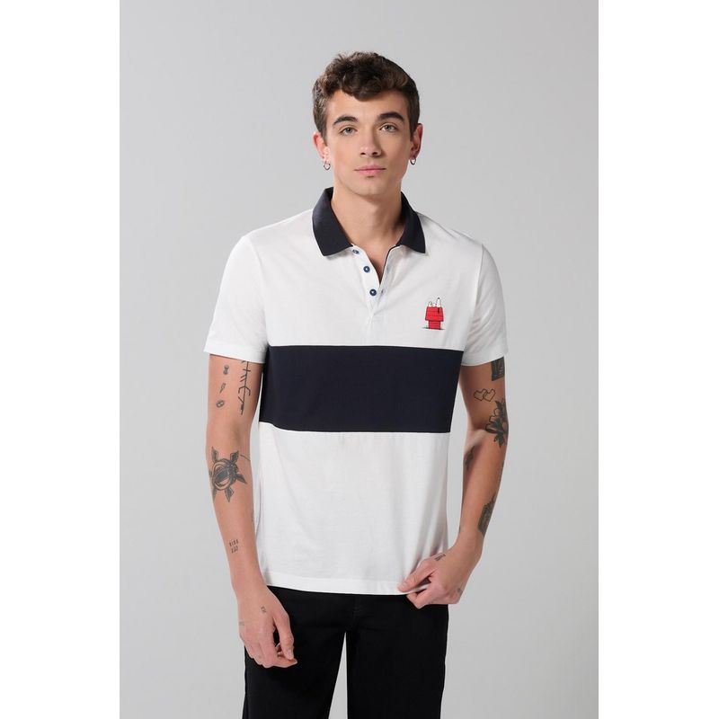 KOAJ - KOAJ Camiseta polo crema oversize con diseño de Snoopy HOMBRE