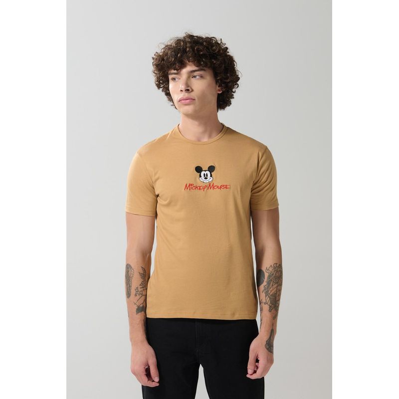 KOAJ - KOAJ Camiseta manga corta unicolor con arte de Mickey HOMBRE