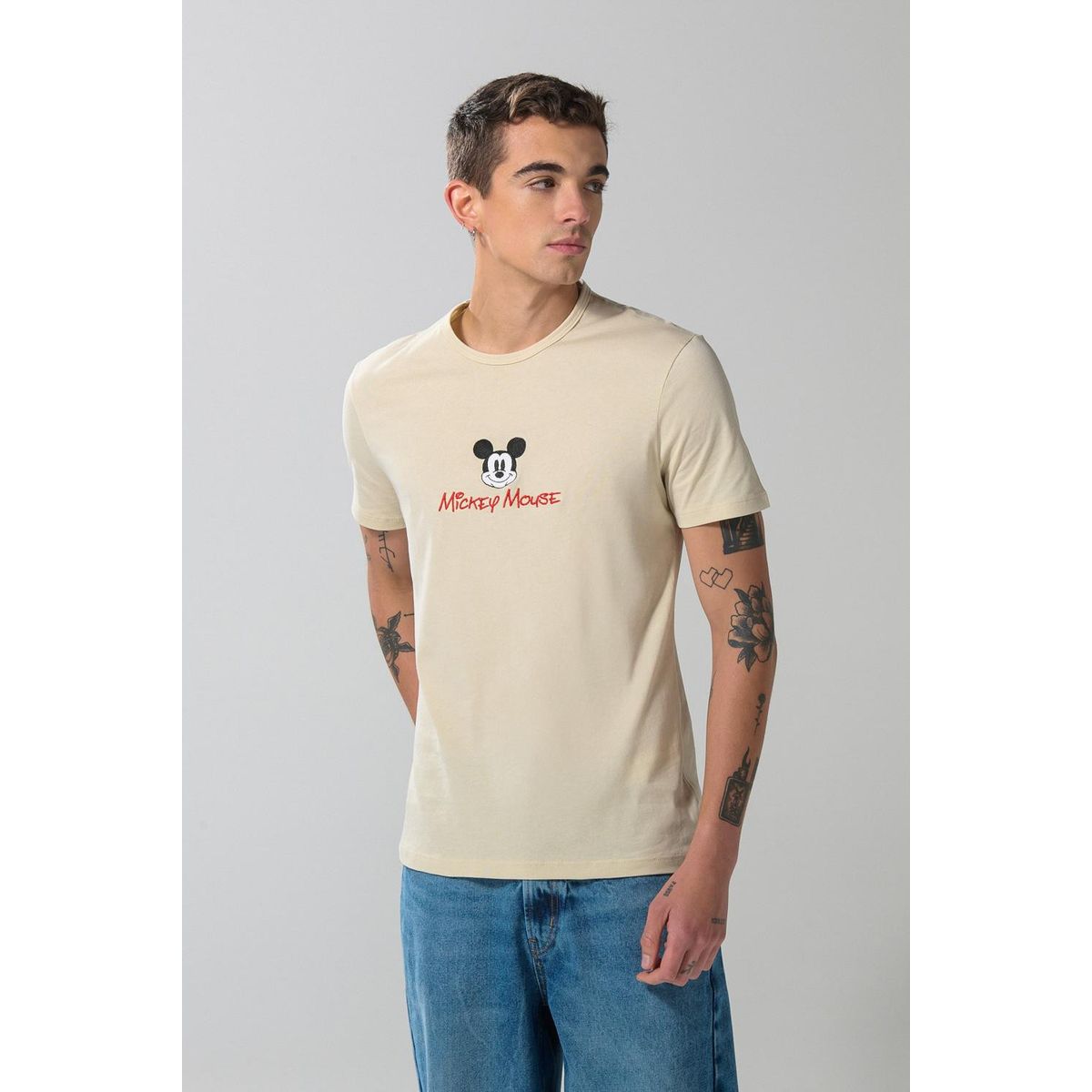 KOAJ - KOAJ Camiseta cuello redondo de Mickey unicolor en algodón Hombre