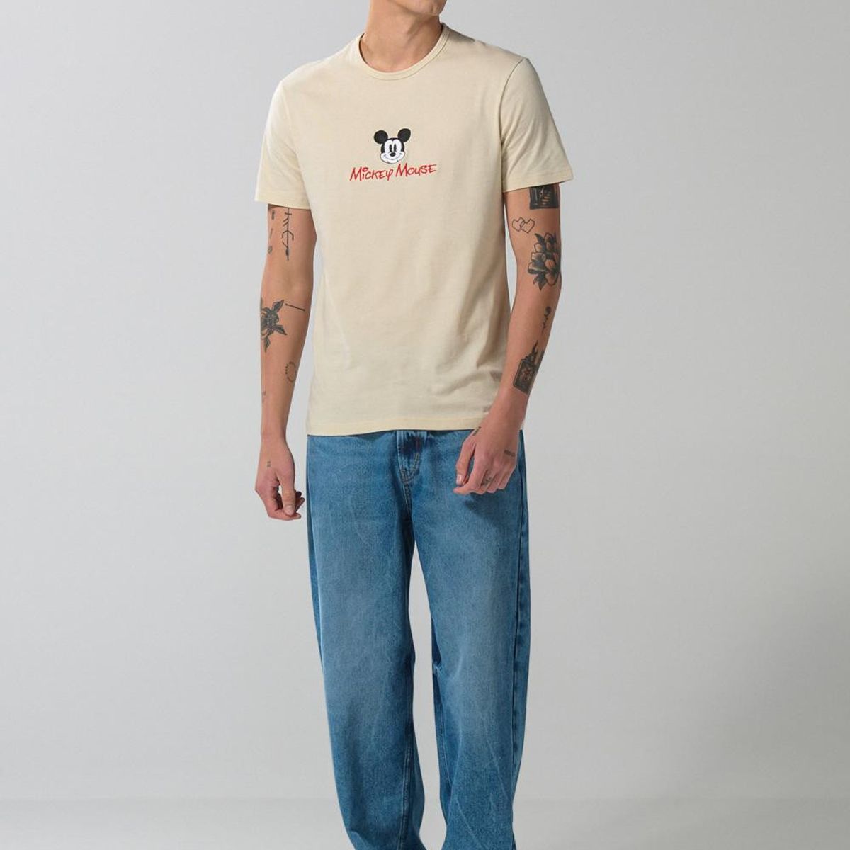 KOAJ - KOAJ Camiseta cuello redondo de Mickey unicolor en algodón Hombre