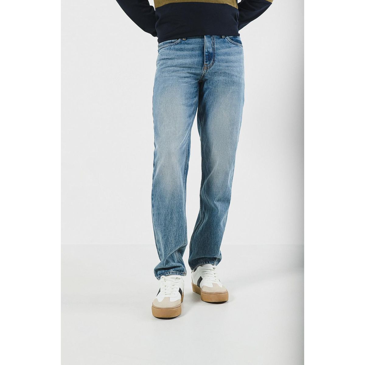 KOAJ - KOAJ Jean 90´S tiro bajo azul claro con desgastes y cremalle Hombre