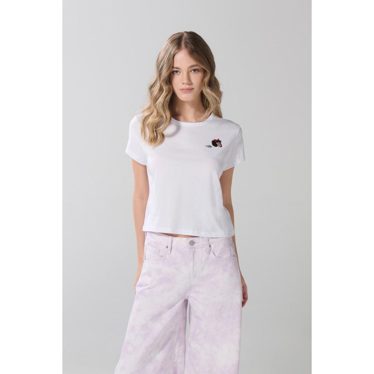 KOAJ - KOAJ Camiseta manga corta unicolor con estampado de Mafalda Mujer