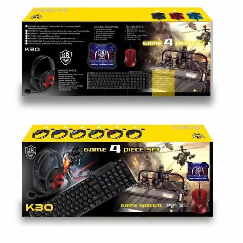 GENERICO - Combo gamer set 4 piezas teclado mouse pad audífonos
