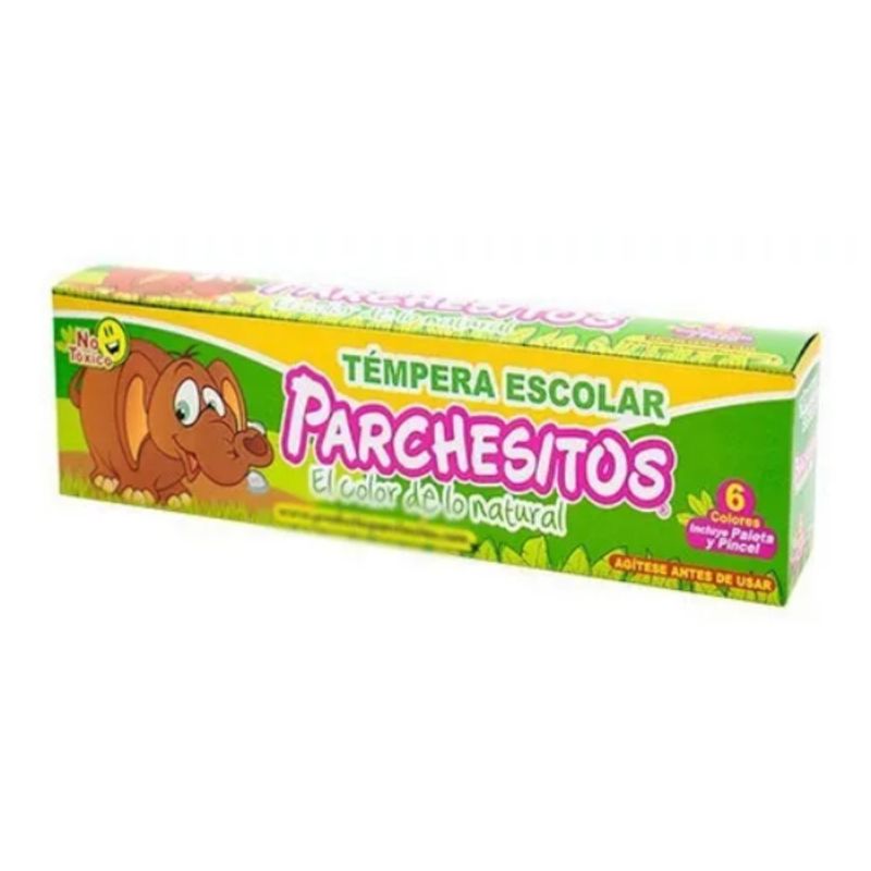 PARCHESITOS - Temperas Escolar X 6 Colores Parchesitos