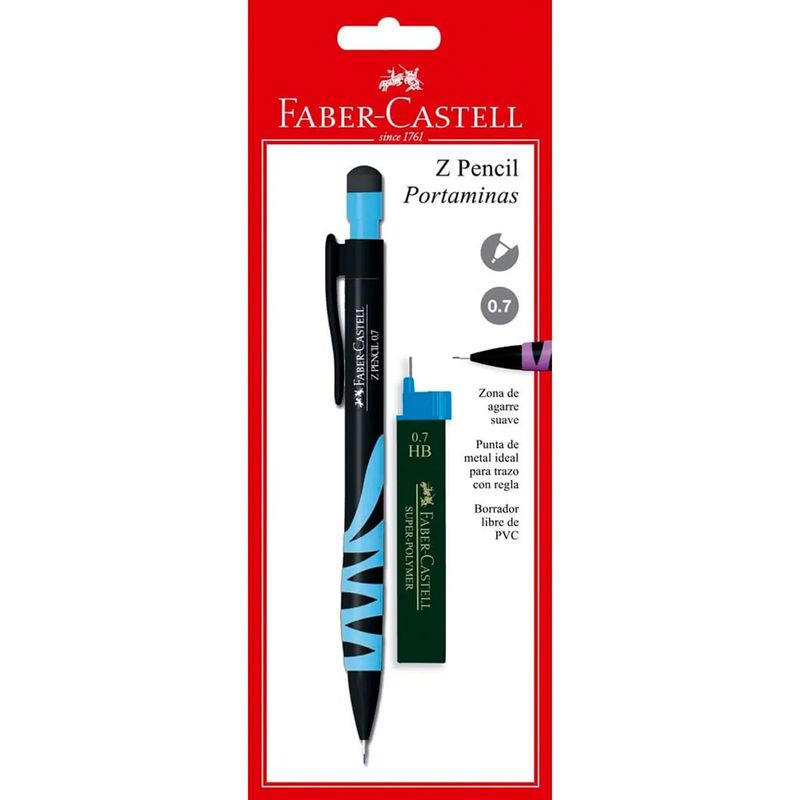 FABER-CASTELL - Portaminas 0.7 Z Pencil + Minas Blister Faber Castell