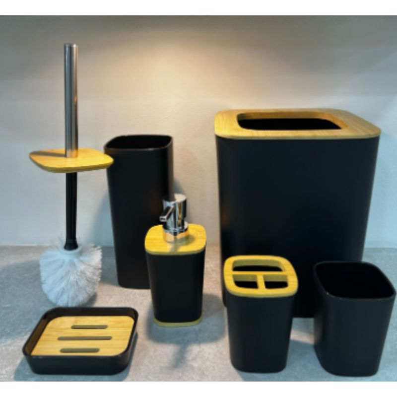 GENERICO - Set Juego Baño 6 Piezas Negro