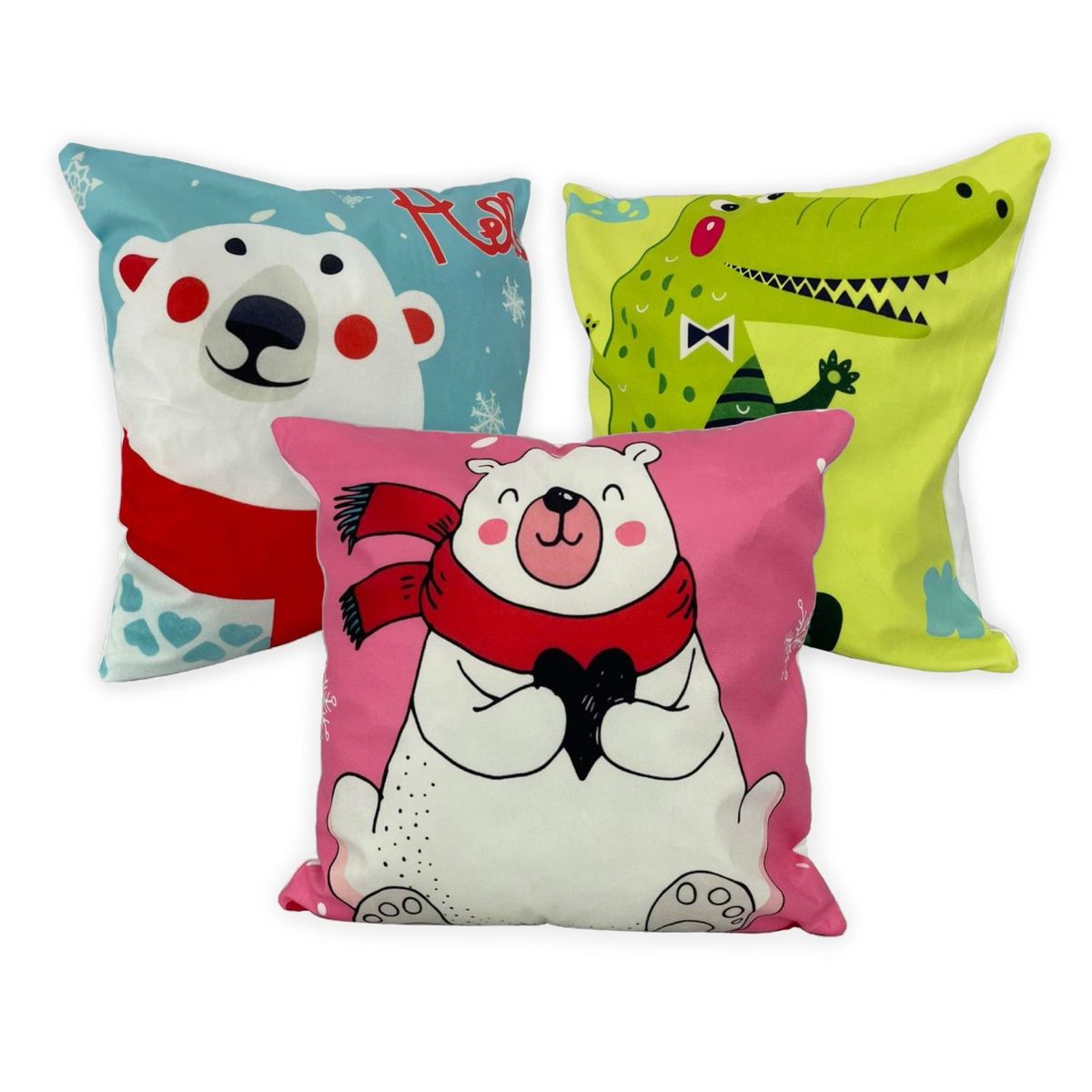 DIMATEX LEON - Funda Cojín Para Sala Decorativo Para Niños 45x45cm Refnens Oso Azul