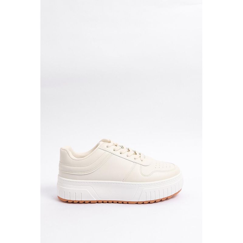 KOAJ - KOAJ Tenis casuales cremas con suelas altas y cordones MUJER