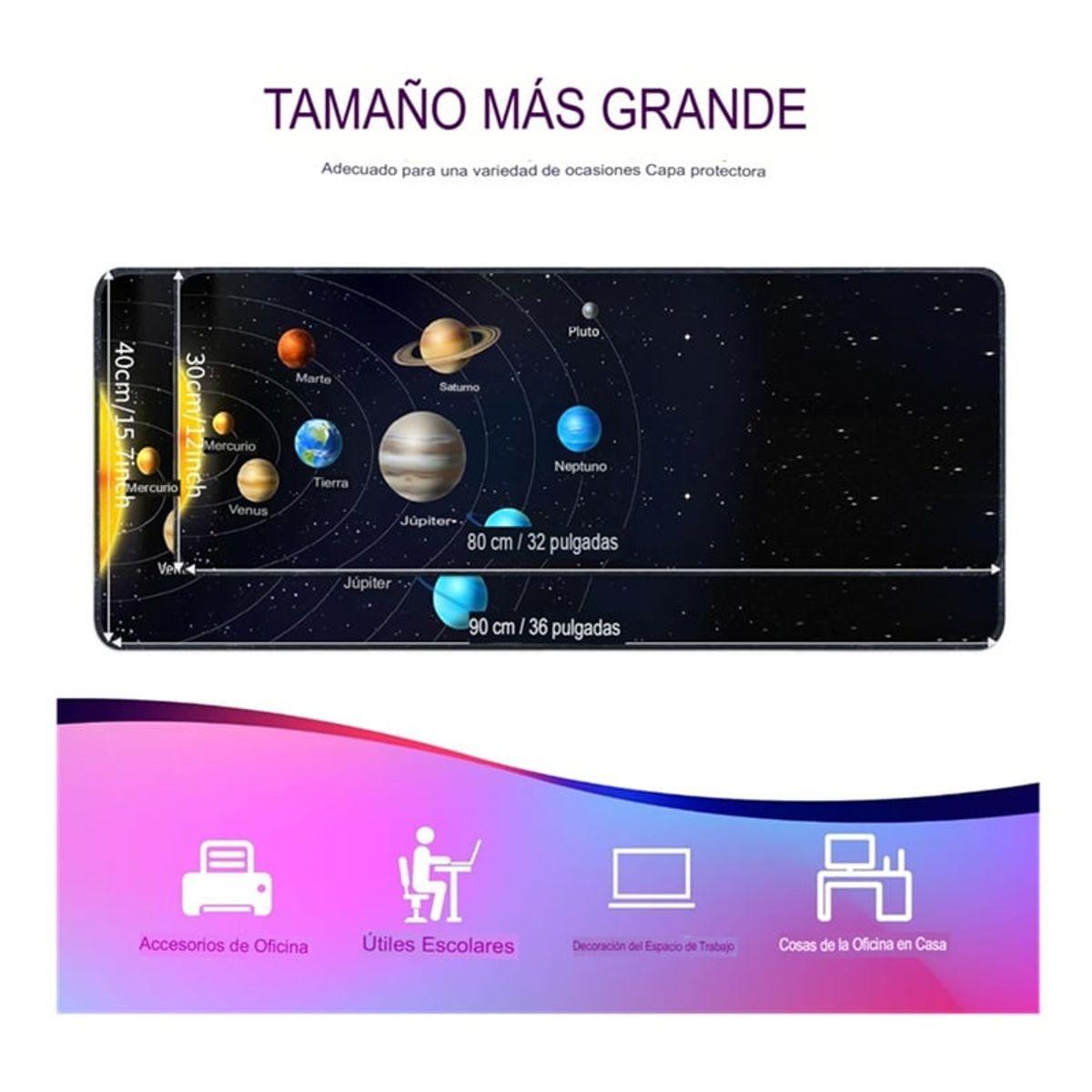 GENERICO - Alfombrilla De Sisitema Solar Pad Mouse Con Base Antideslizante