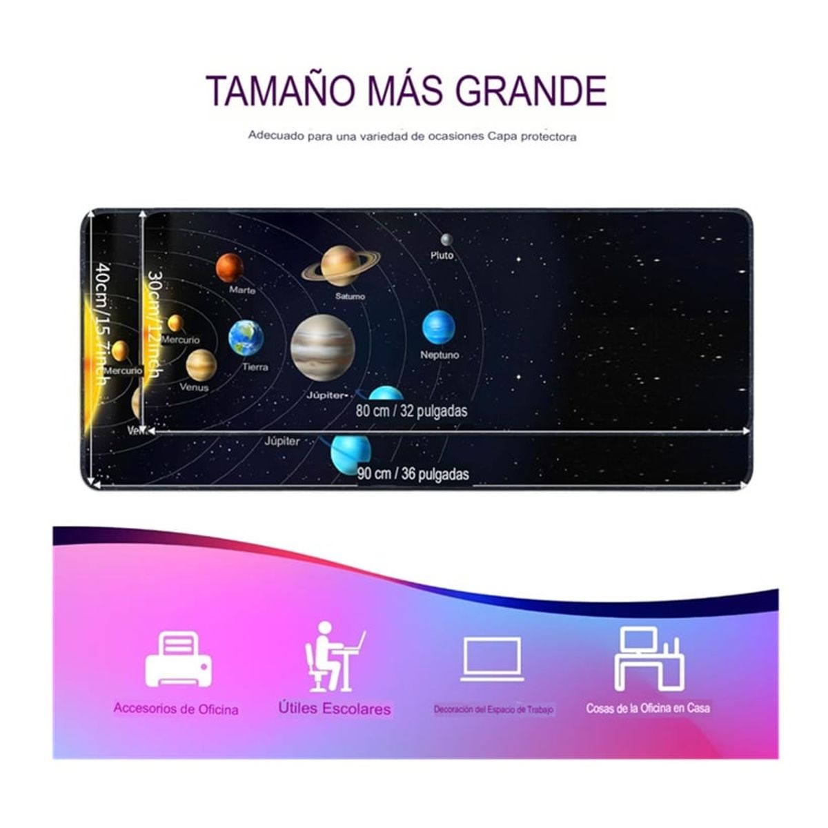 GENERICO - Alfombrilla De Sisitema Solar Pad Mouse Con Base Antideslizante