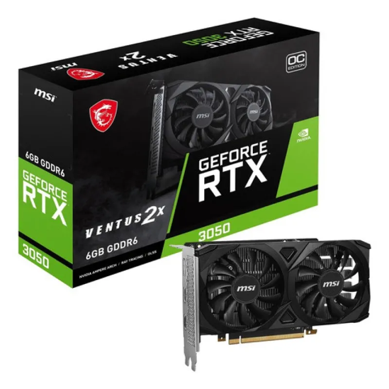 MSI - Tarjeta Msi Geforce Nvidia Rtx 3050 Ventus 2x 6gb Oc Gddr6
