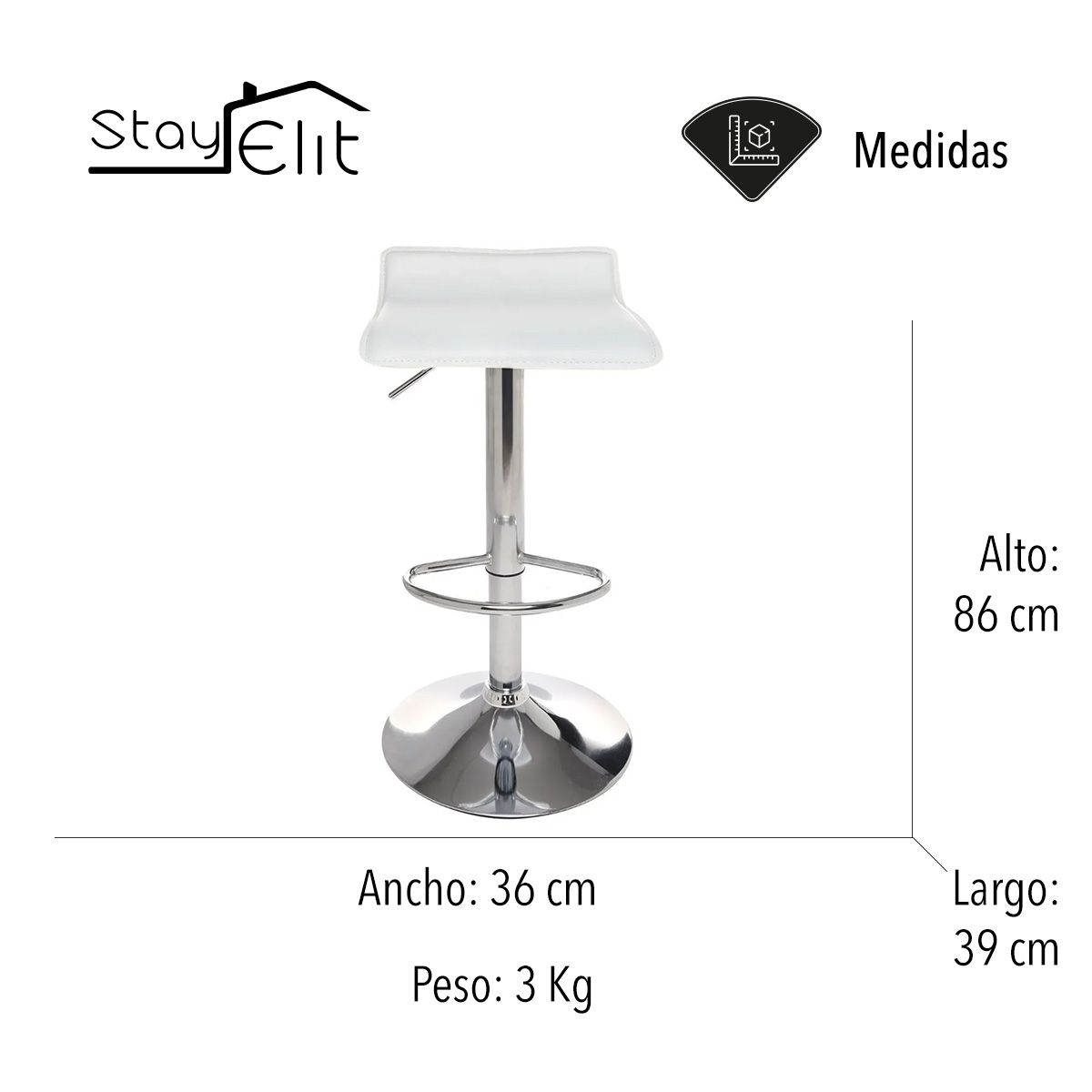 STAY ELIT - SET DE 2 BANCOS DE BARRA COLOR BLANCO