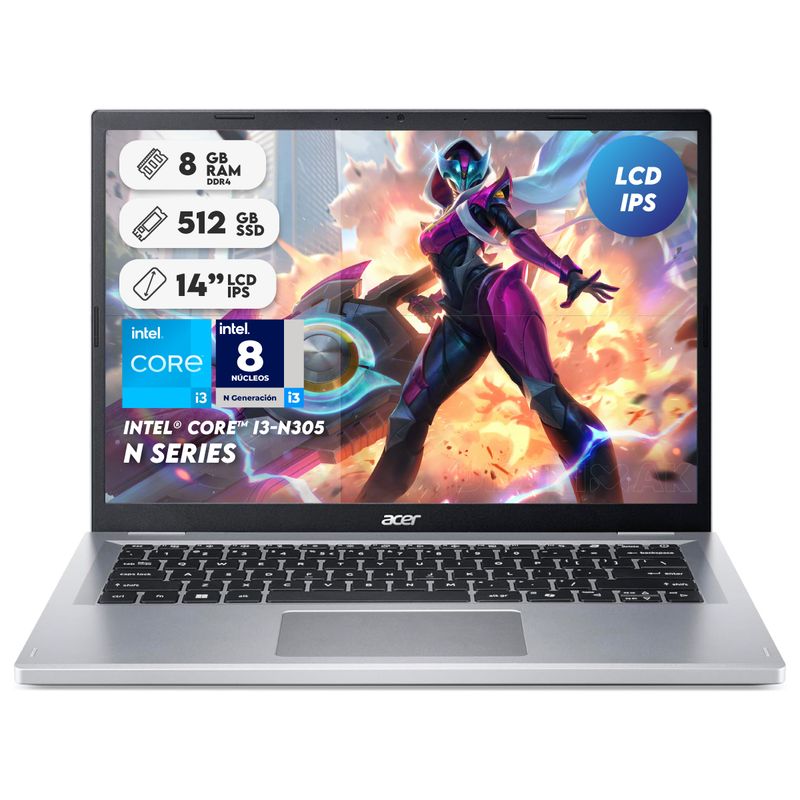 ACER - Portátil Acer Aspire Intel Core I3 Ram 8gb Ssd 512gb 14 WUXGA Computador Portátil
